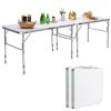 2 Pieces Folding Utility Table with Carrying Handle-White